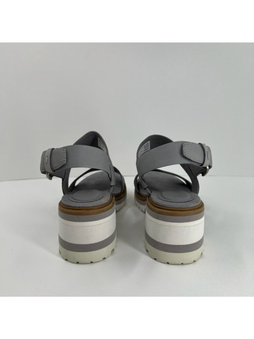 Timberland Violet Marsh 2-Band Sandals Womens 8.5 Nubuck Leather Block Heel Gray - Picture 4 of 13